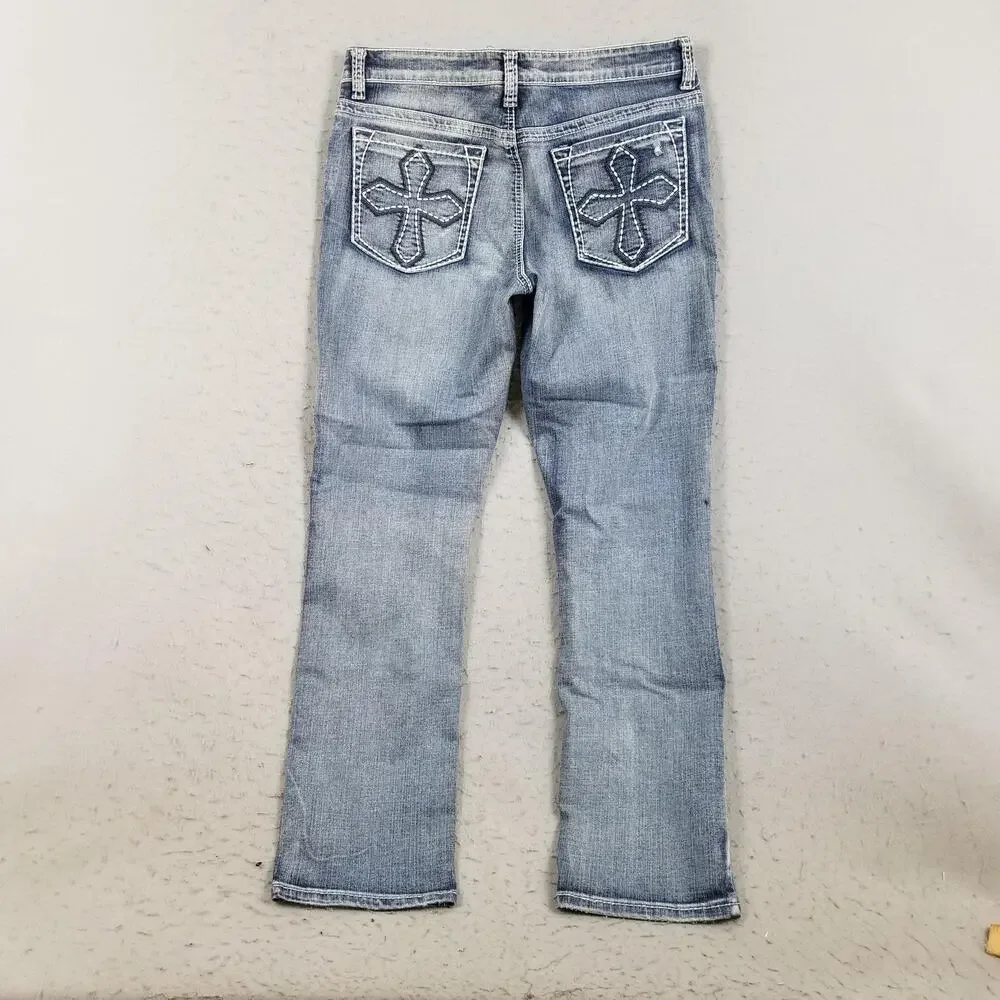 Helix Slim Straight Jeans Mens 33x30 Blue Medium Wash‎ Distressed Denim Pants